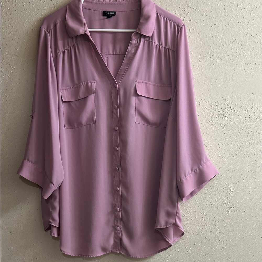 Torrid Mauve Button-Down Shirt